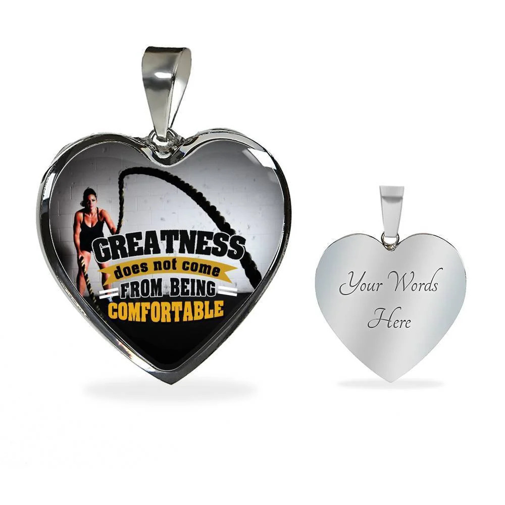 Greatness Necklace Personalized Engraved Silver Heart Necklace Custom Name Dat
